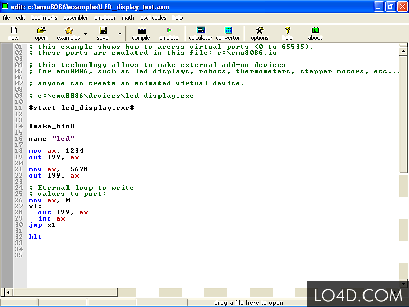 Text file on 8086 assembly language.