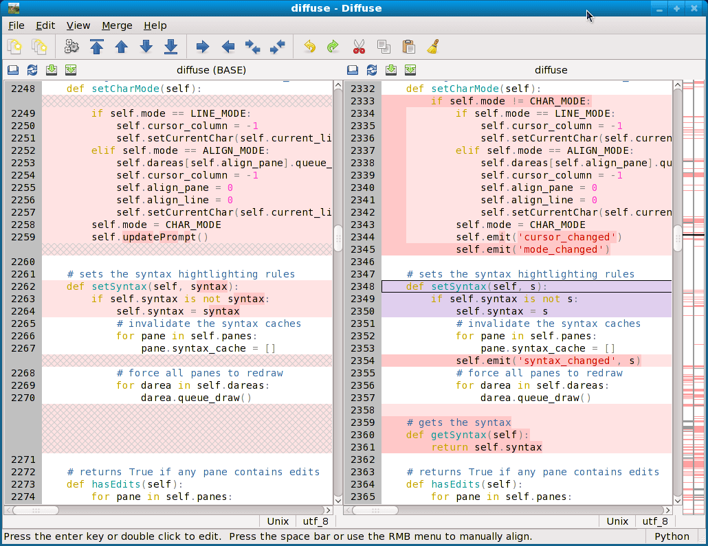 File compare and change-bar for text files with C source.