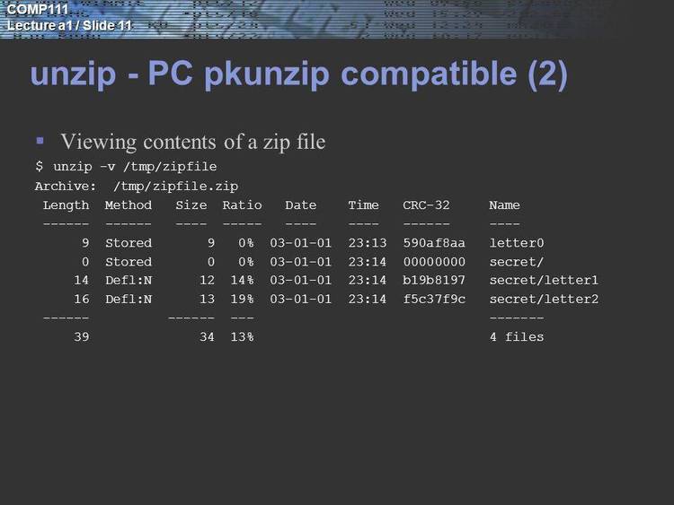 C source code for a PkUnzip compatible unzipper.