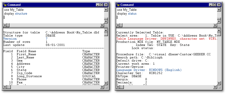 Display memo field dbt files in DBASE.