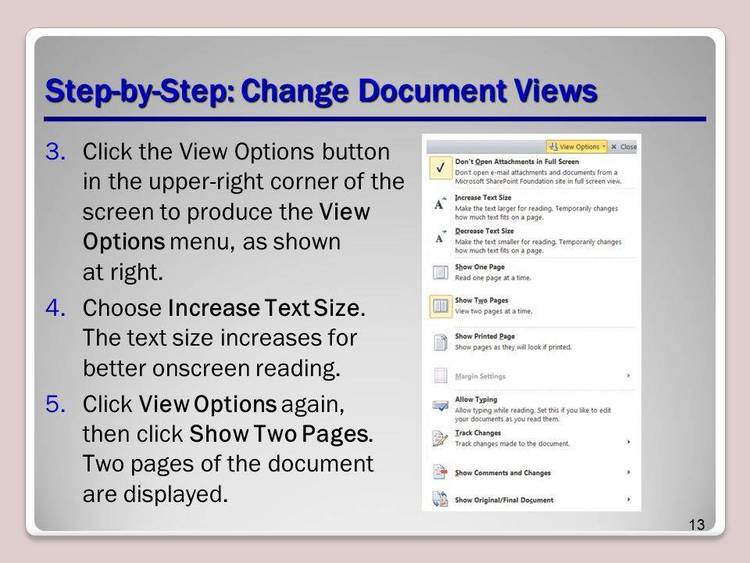 View documents a page at a time.