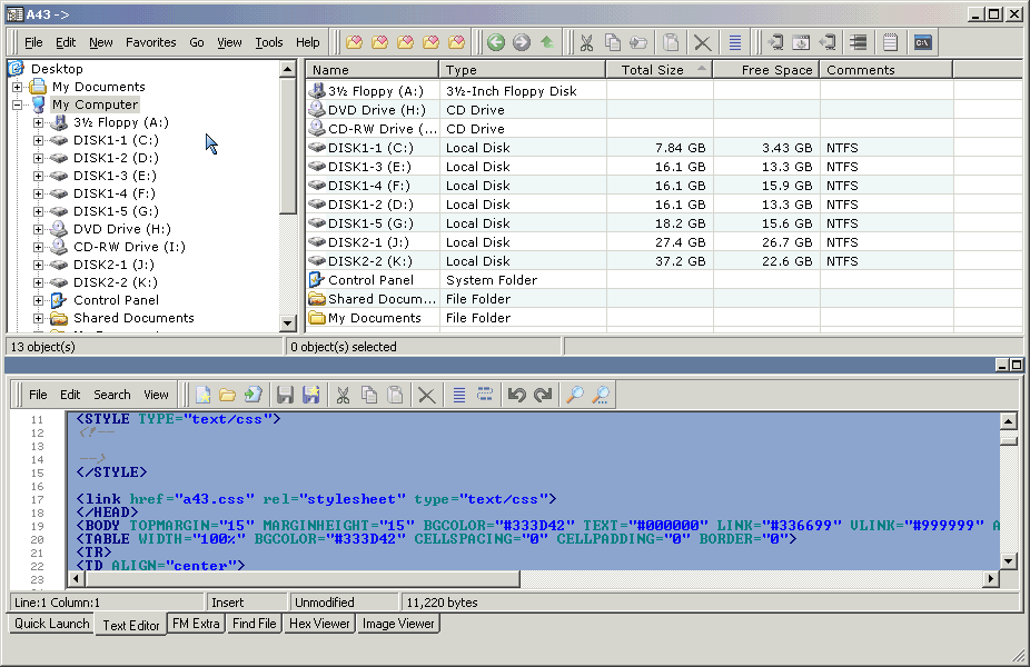 Extensive file manager that includes an archive shell.