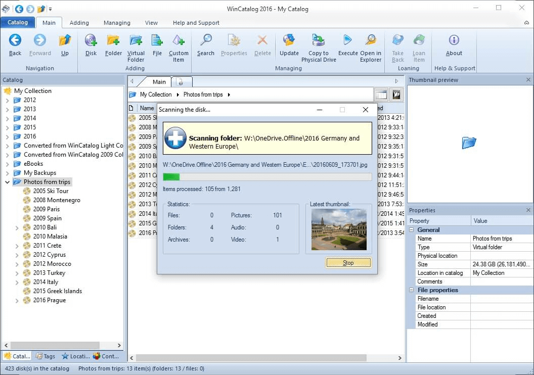 WinCat/PRO v3.4 - windows program to catalog disks.