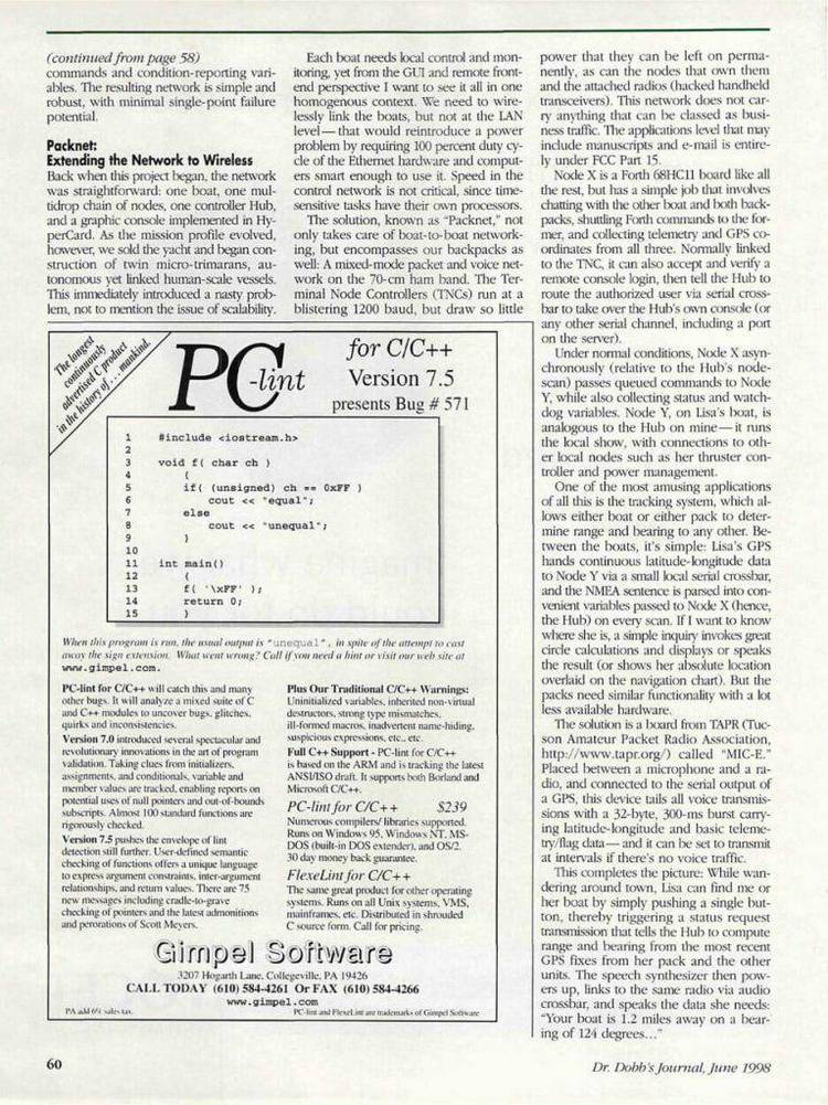 Source code from Dr. Dobb's Journal, April 1993.