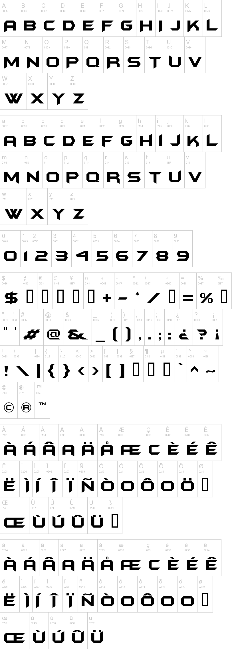 True Type Fonts with the letter M.