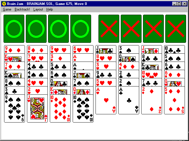 BRAIN JAM (Version 1.5) Game for Windows. Brain Jam is a solitaire card game that looks easier than it really is. Good luck winning this one.