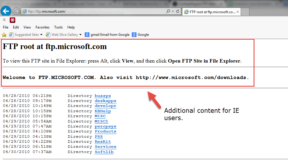 Listing of anonymous ftp sites.