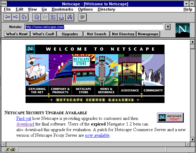 Netscape Beta ver 0.96. World Wide Web Browser.