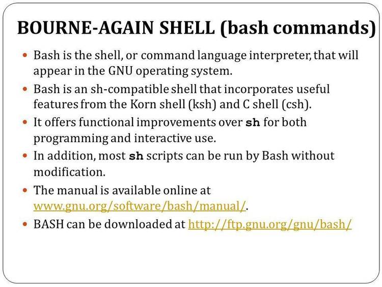 GNU Bash version 1.13 for Linux command shell (Bourne/Korn type shell).