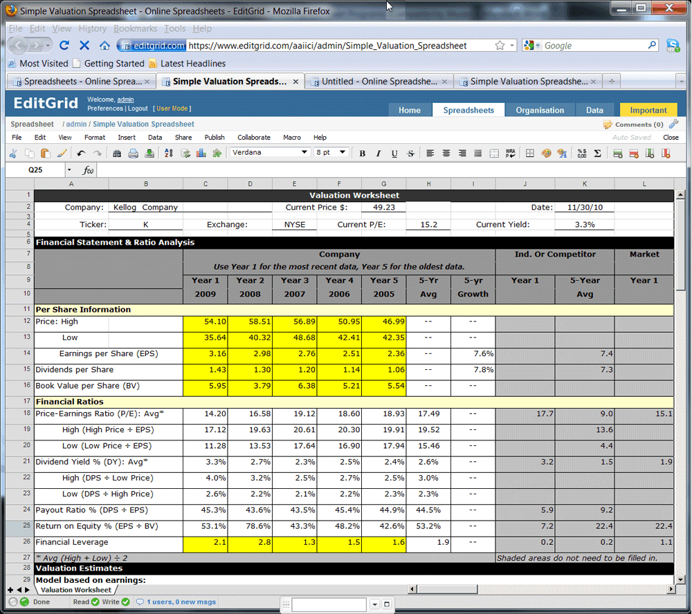 Lotus 123 3.0 Financial Analysis worksheets.