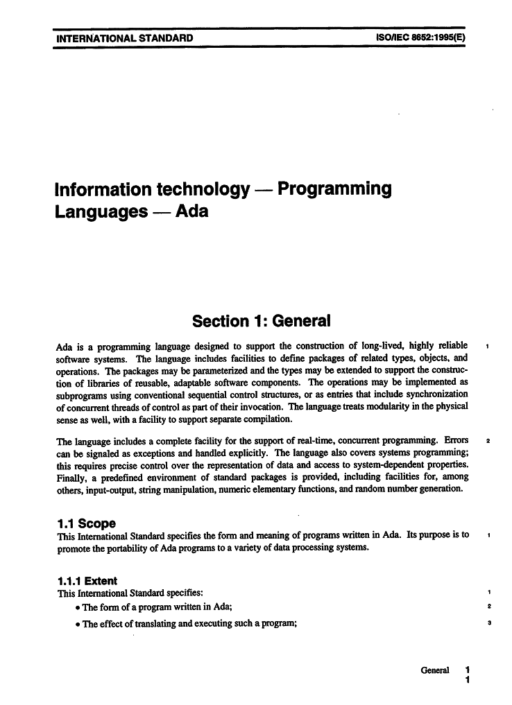 Ada Language Reference Manual. (1 of 4).