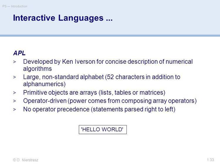 Kenneth Iverson's introductory APL interpreter with on-screen help.