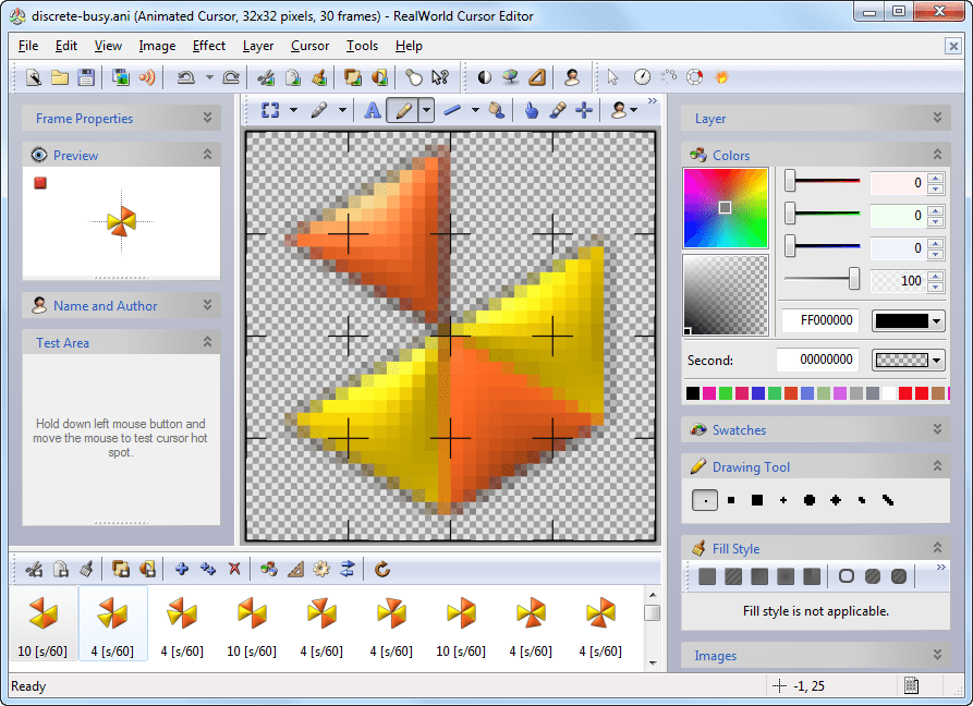 Editor for creating/modifying graphical mouse cursors.