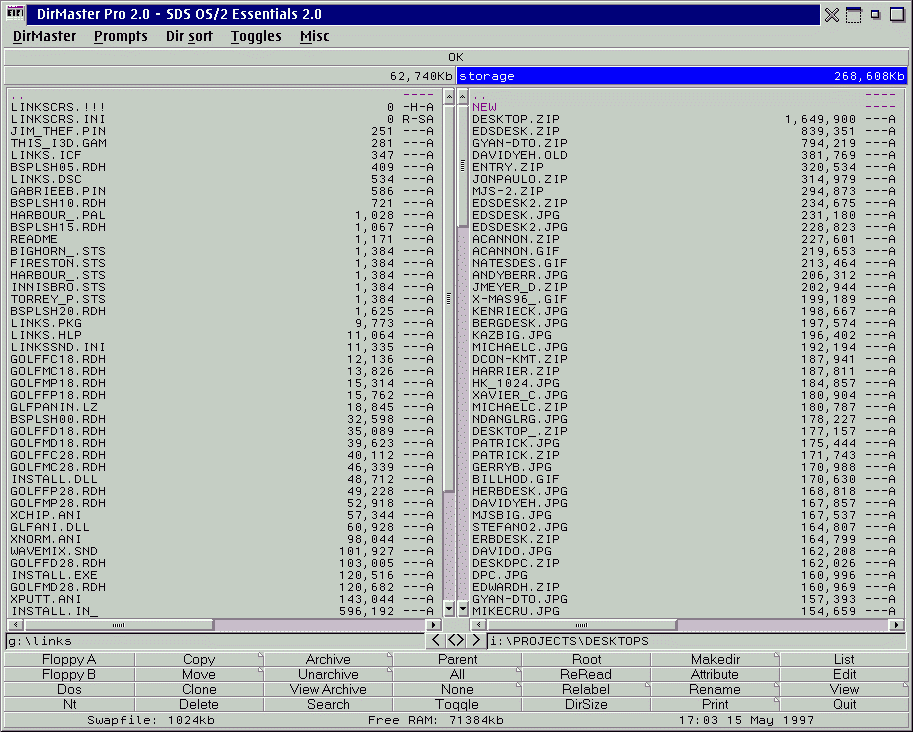 A file lister utility for use with OS/2.