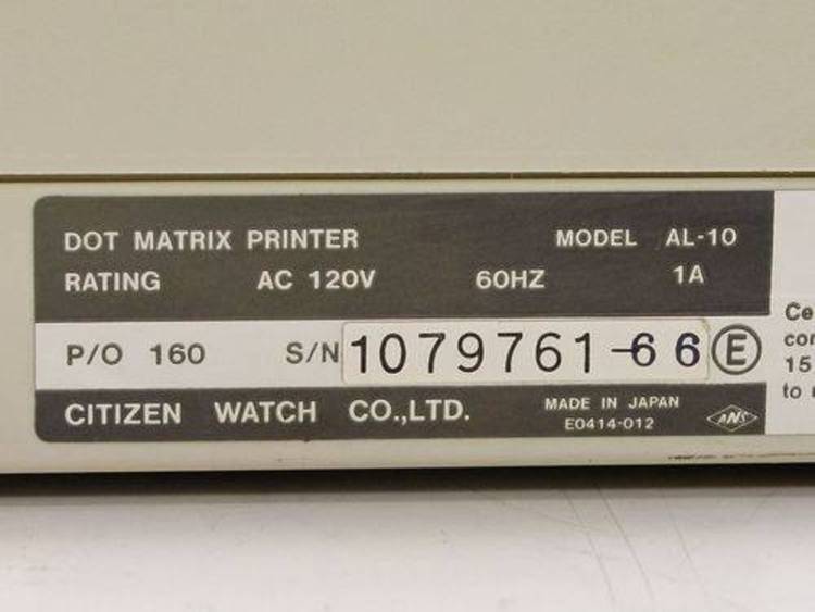 Control codes for the Citizens MSP-10 printer.