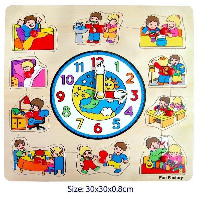Helps small children learn to tell time.
