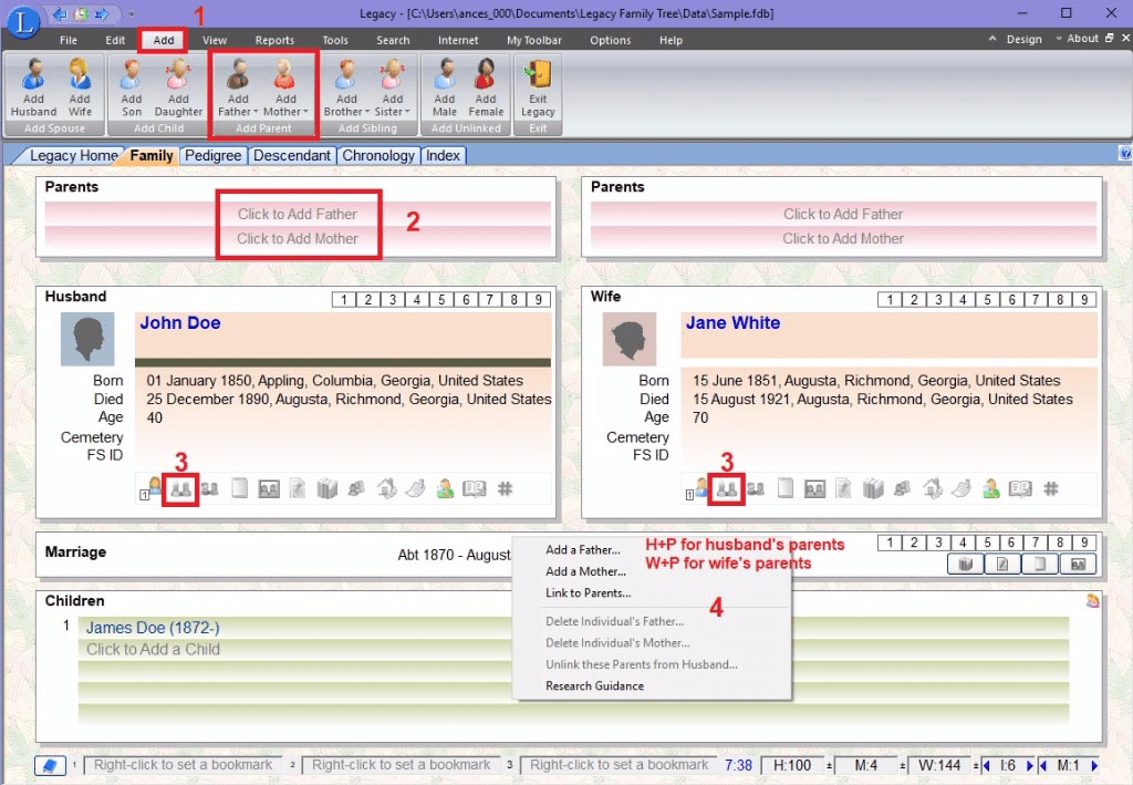 Family View, v.2.1, genealogy program. Allows multiple database all linked through 1 main program. File 1 of 3.
