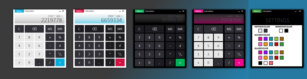 Calculator, nice interface, with C source code.