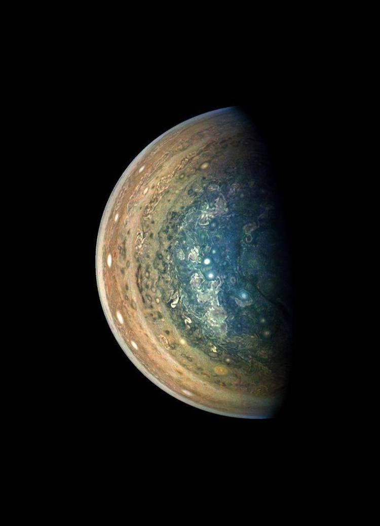 Display a few of the features on Jupiters southern hemisphere as seen from Earth. Including the SL-9 impact sites.
