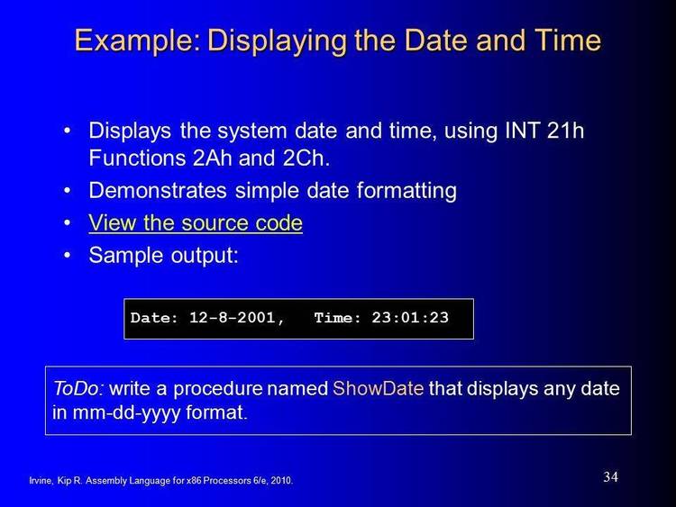 Display systems Bios date, and includes C source code.