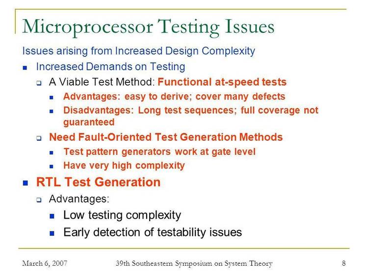 Tests system microprocessor.