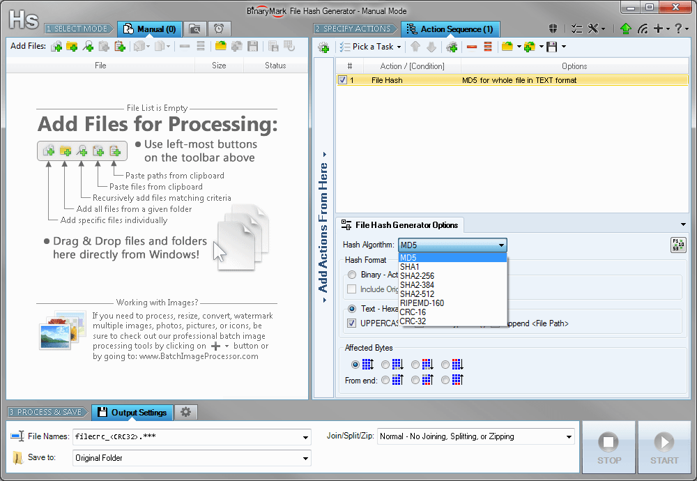 File fingerprint Version 2.0. Shows CRC16, CRC32, size, checksum.
