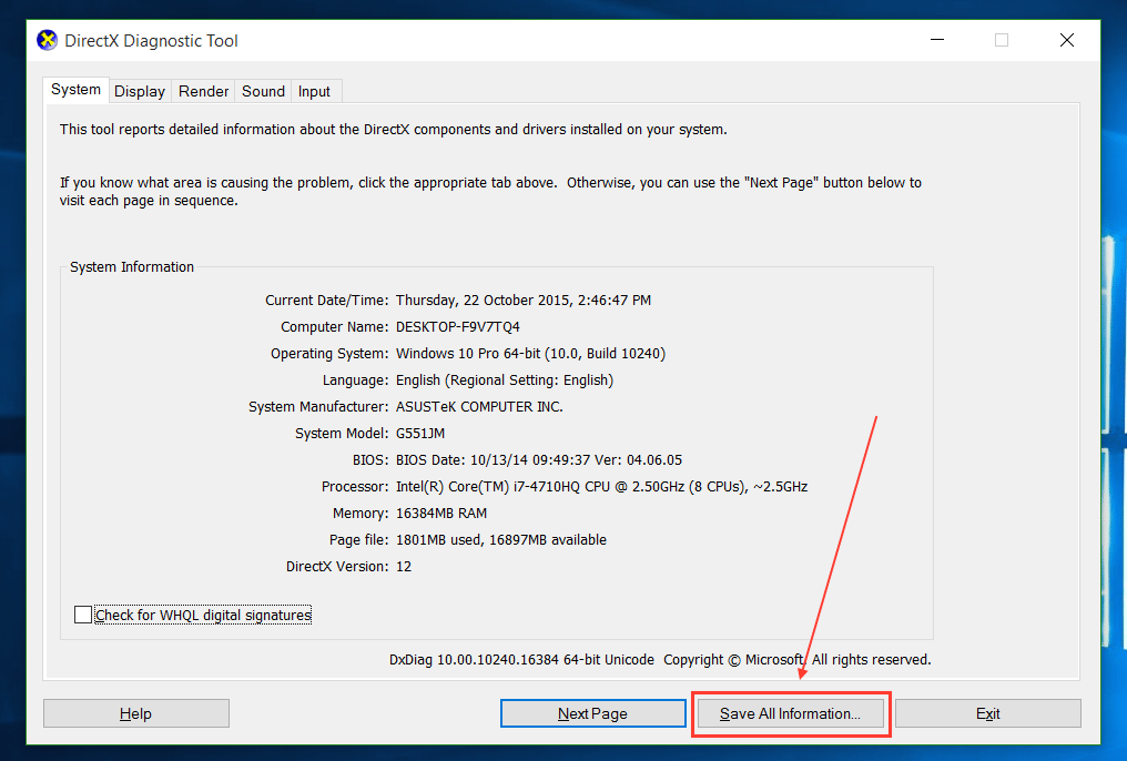 Save copy of your BIOS as a file.