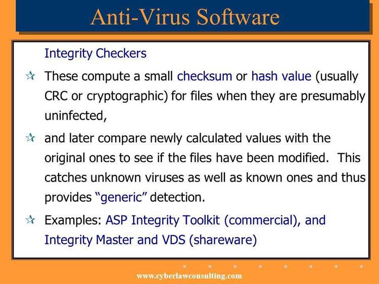 Virus checking prgm using CRC technique.