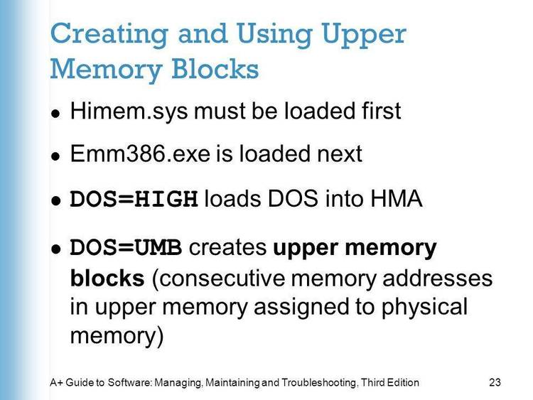 How to optimize memory using DOS 5.0 and Upper Memory Blocks.
