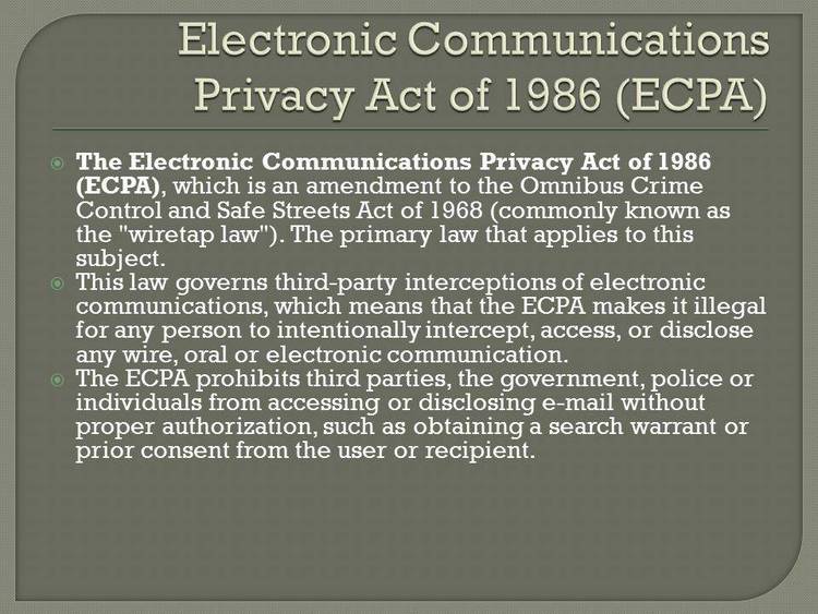 This is the full text of the Electronic Privacy Act of 1986.