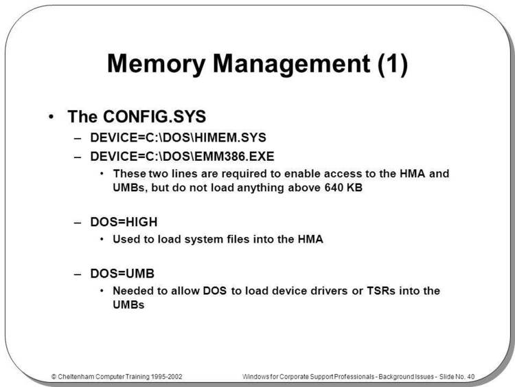 Dynamic Memory Control enhances the memory management capabilities of any DOS based PC, allowing dynamic loading and unloading of Device Drivers and TSR's.