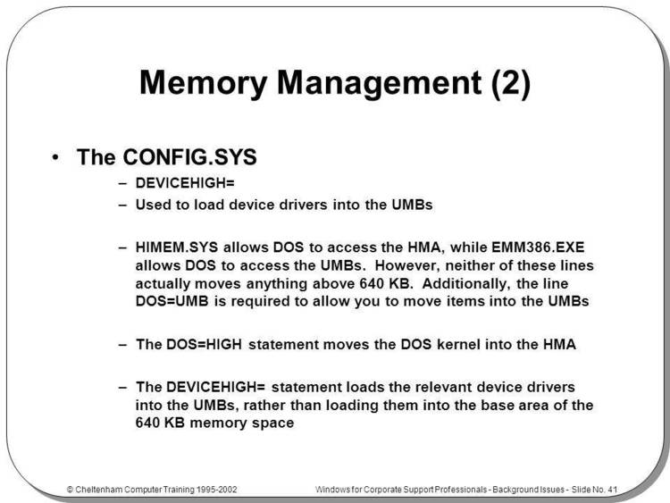 Move DOS and files, buffers, etc. into HMA or UMB. Parts of Command.com can also be loaded into high memory. Works with DOS 3, 4, 5, and 6.