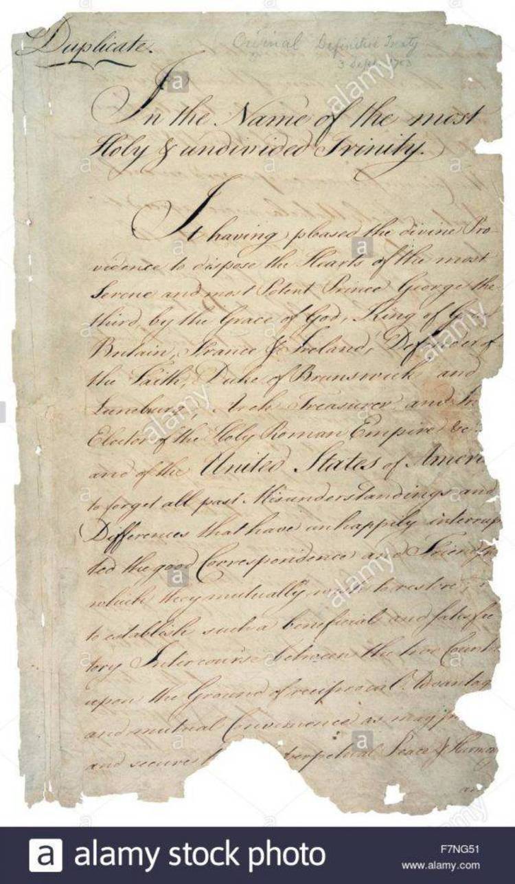 Text of the Treaty of Paris, 1783.