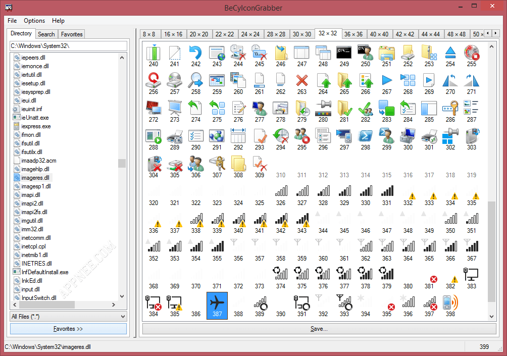 Extract icons from Windows executables.