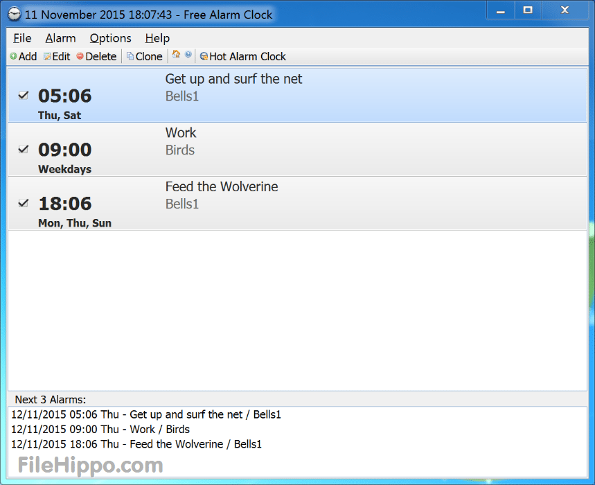 MyClock is a PC program for Windows that shows the time of day along with your company logo. Has three alarms and can be set to chime every hour. Shareware.