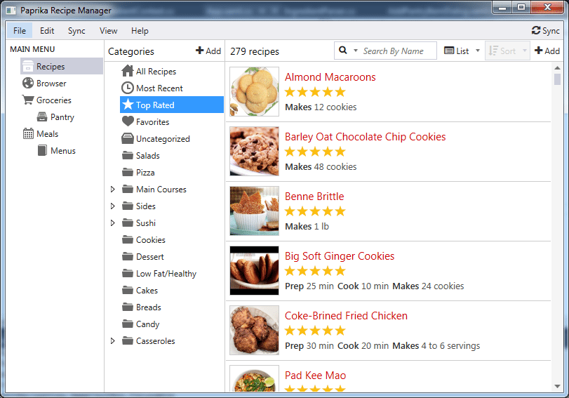 Windows based recipee program, also makes shopping list.