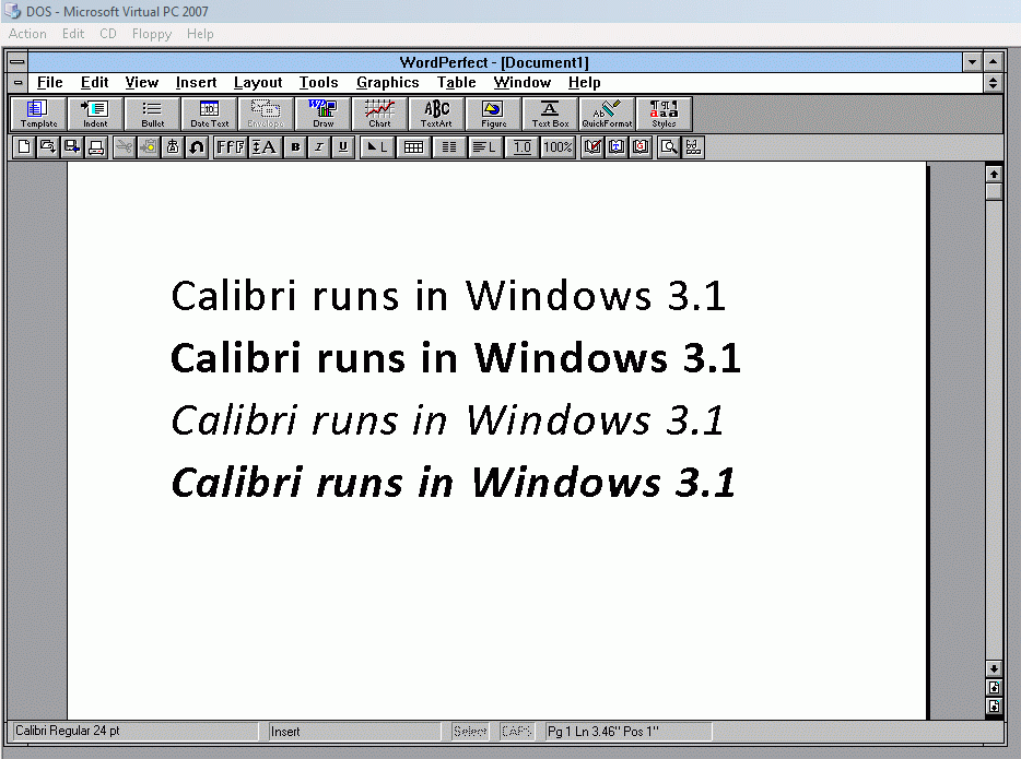 True Type font for Windows 3.1.