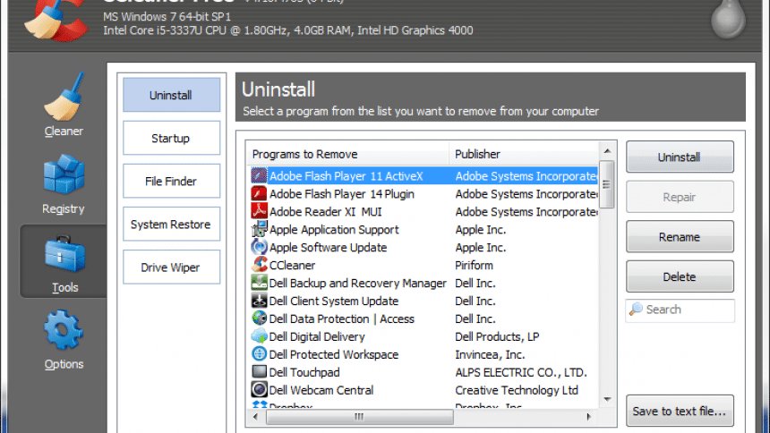 Uninstall utility for Windows. Removes unwanted programs.