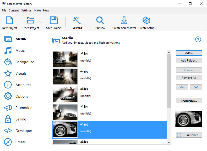 Windows screensaver, GIF, BMP, JPG.
