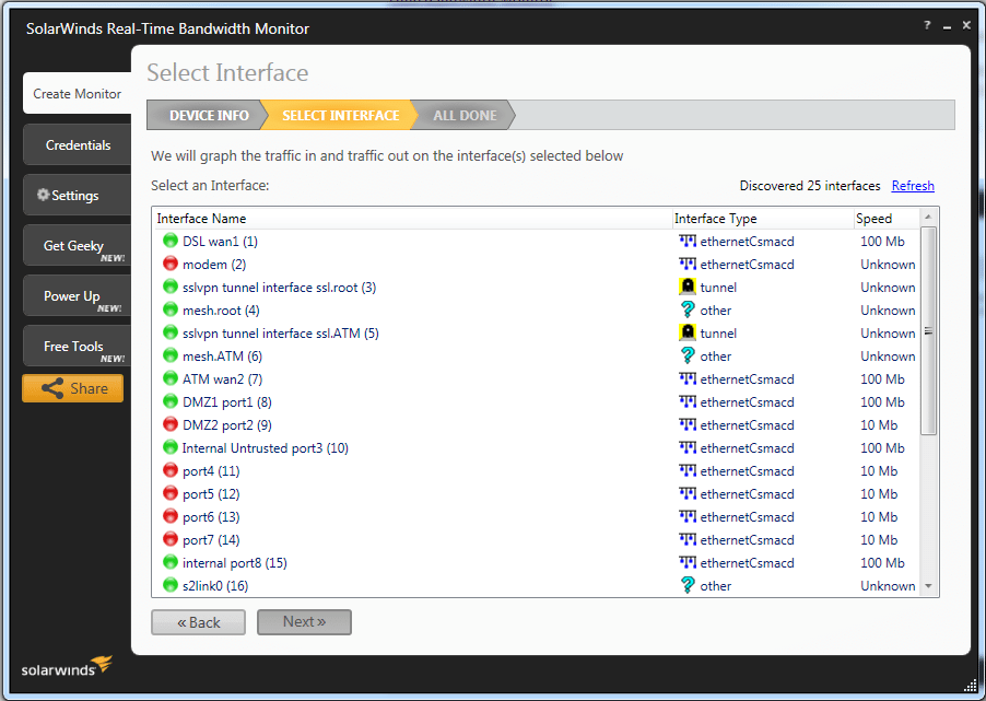 Windows utility to display status of internal modems.