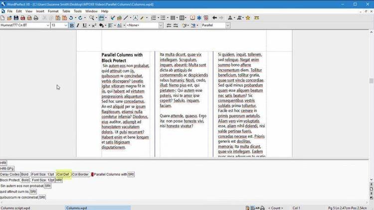 Create balanced columns in WordPerfect 5.0.