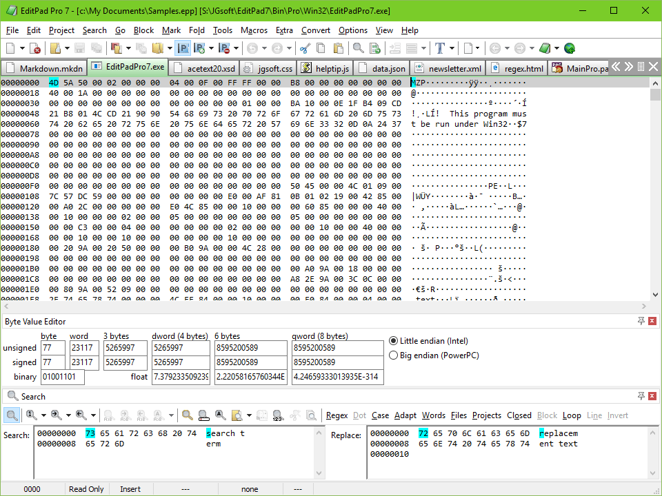 A Brief macro for editing binary files in hex mode.