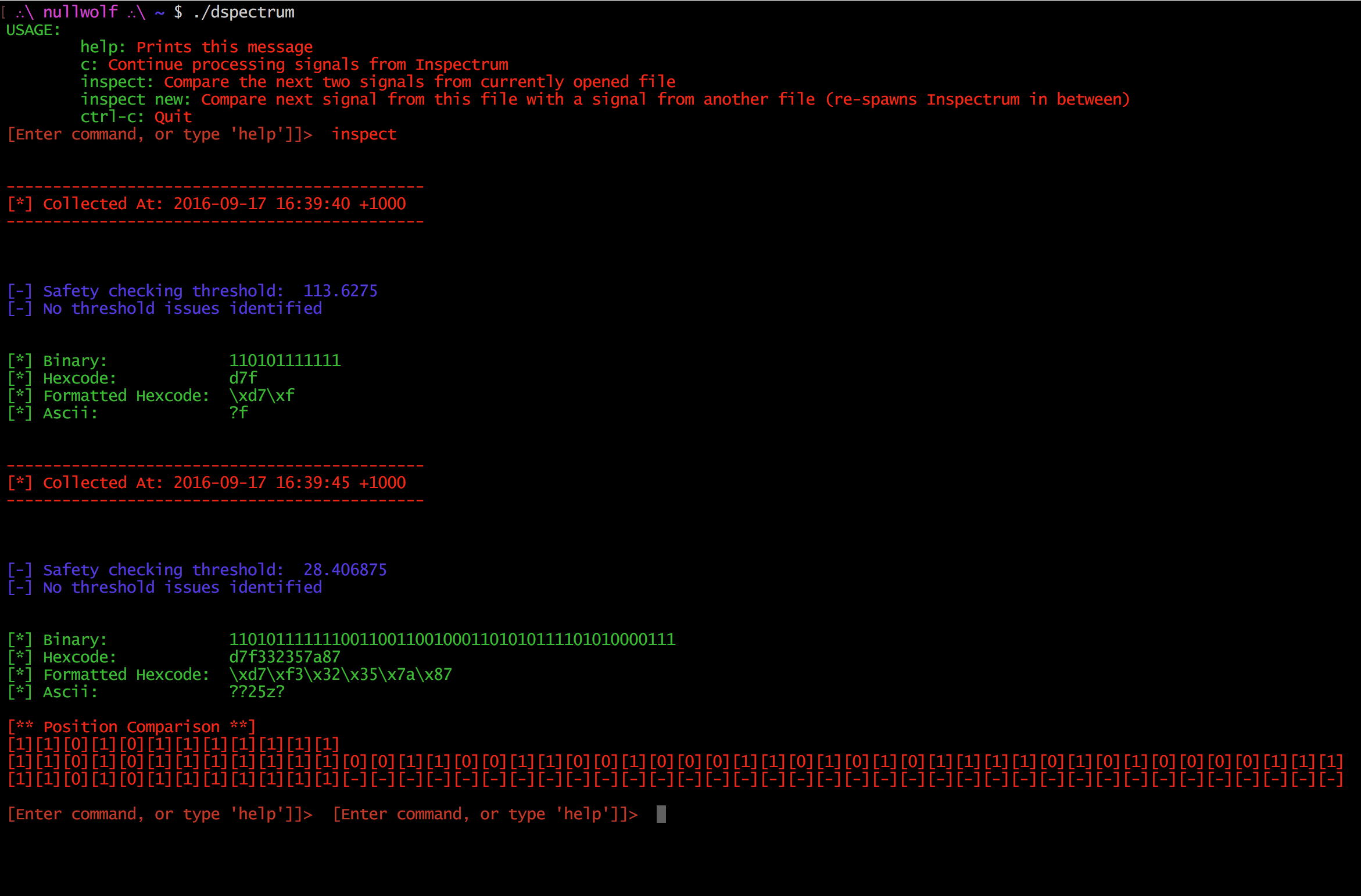 Compare two files at the hex/ASCII level.