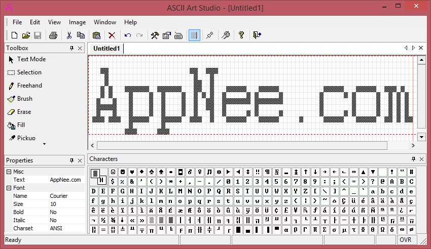 ASCII to ANSI converter with editor.
